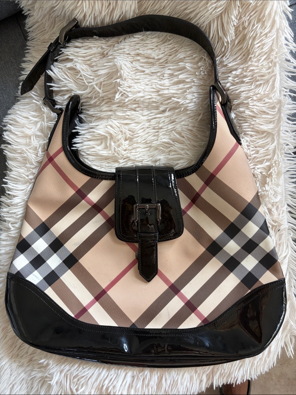 Classic Check Hobo Bag in Beige and Black